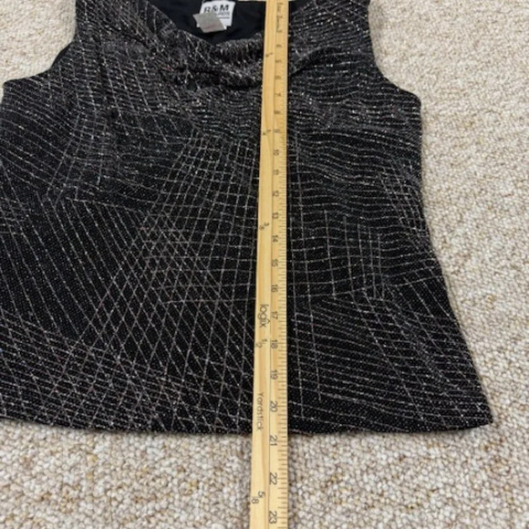 VTG R&M Richard Black Holiday Blouse Vest Classic Top Sparkly Electric SZ 10 - Picture 8 of 10